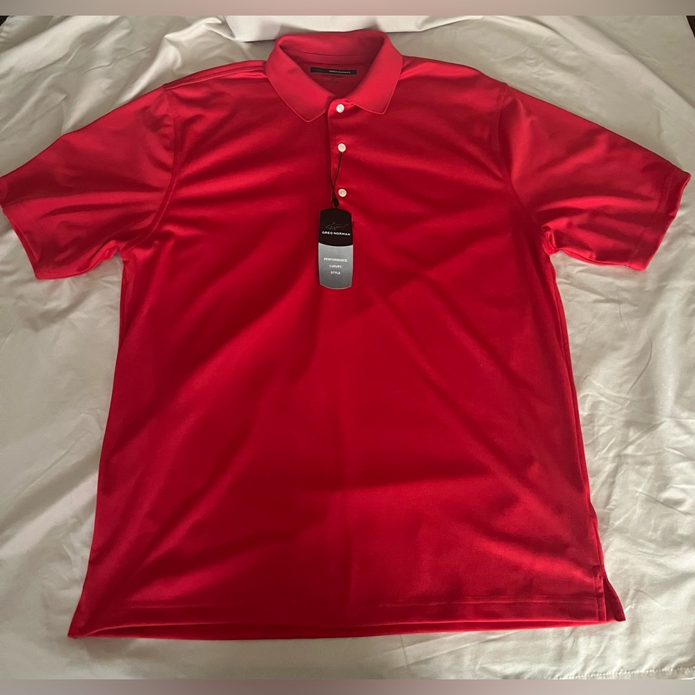 Greg Norman Collection Men's Polo Shirt 3Set - Green, Red & Blue w/white strips. - Picture 11 of 16